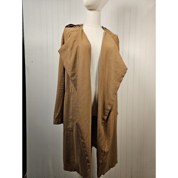 Elodie Jackets & Blazers - Elodie Drape Collar Long Duster Women's Size XS Brown Rayon